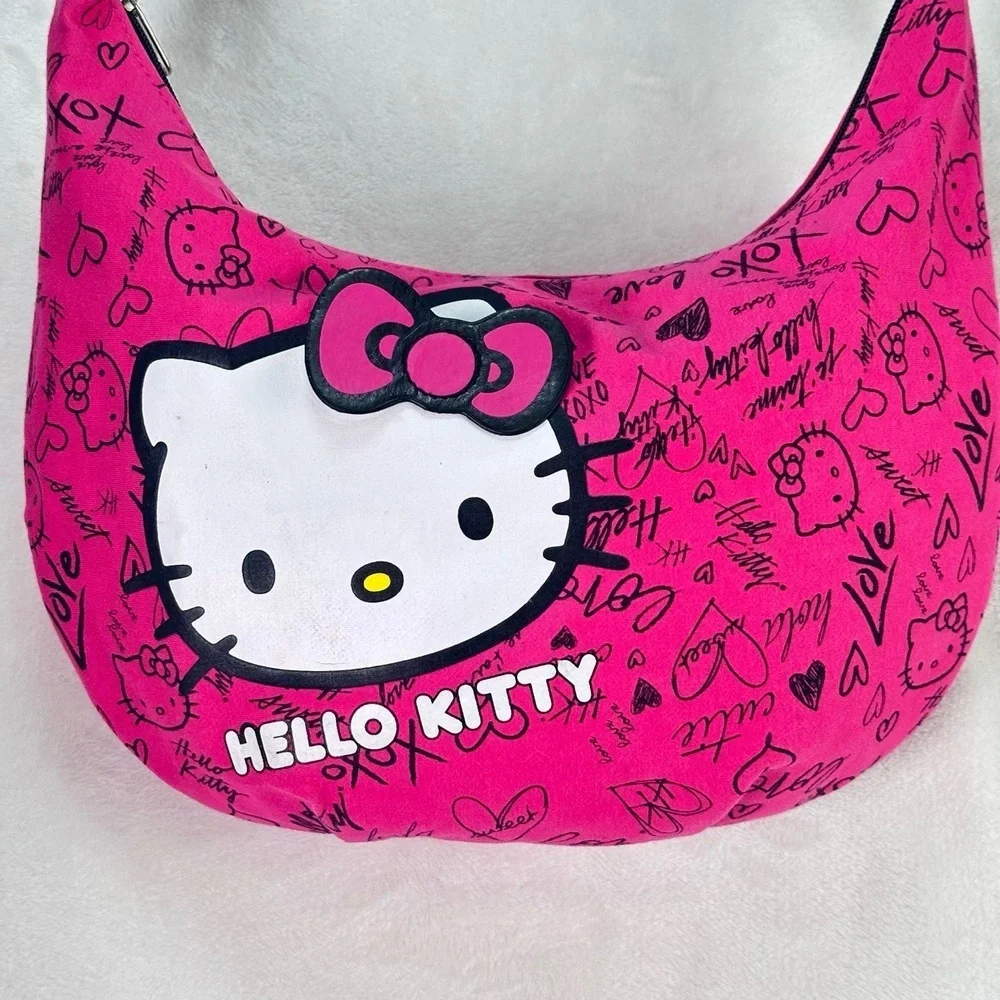 Hello Kitty Hot Pink Shoulder Bag | Sanrio‎ Purse Zip Handbag | Y2K Style